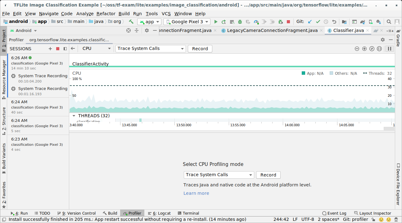 เลือก "ติดตามการเรียกใช้ระบบ"