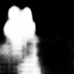 The image mask that outlines the shape of the girls and horse from the previous photograph. The left half of the image's outline is captured, but the right half of the image is not