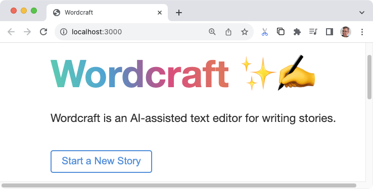 Schermata di avvio di Wordcraft