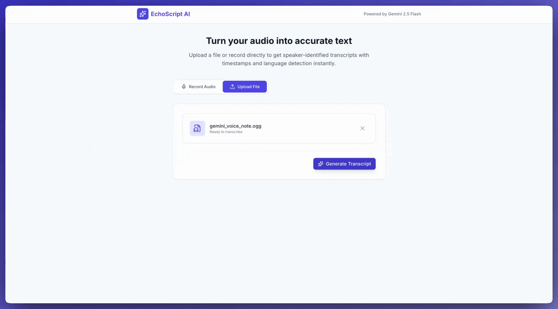 Application Gemini de transcription audio multilingue