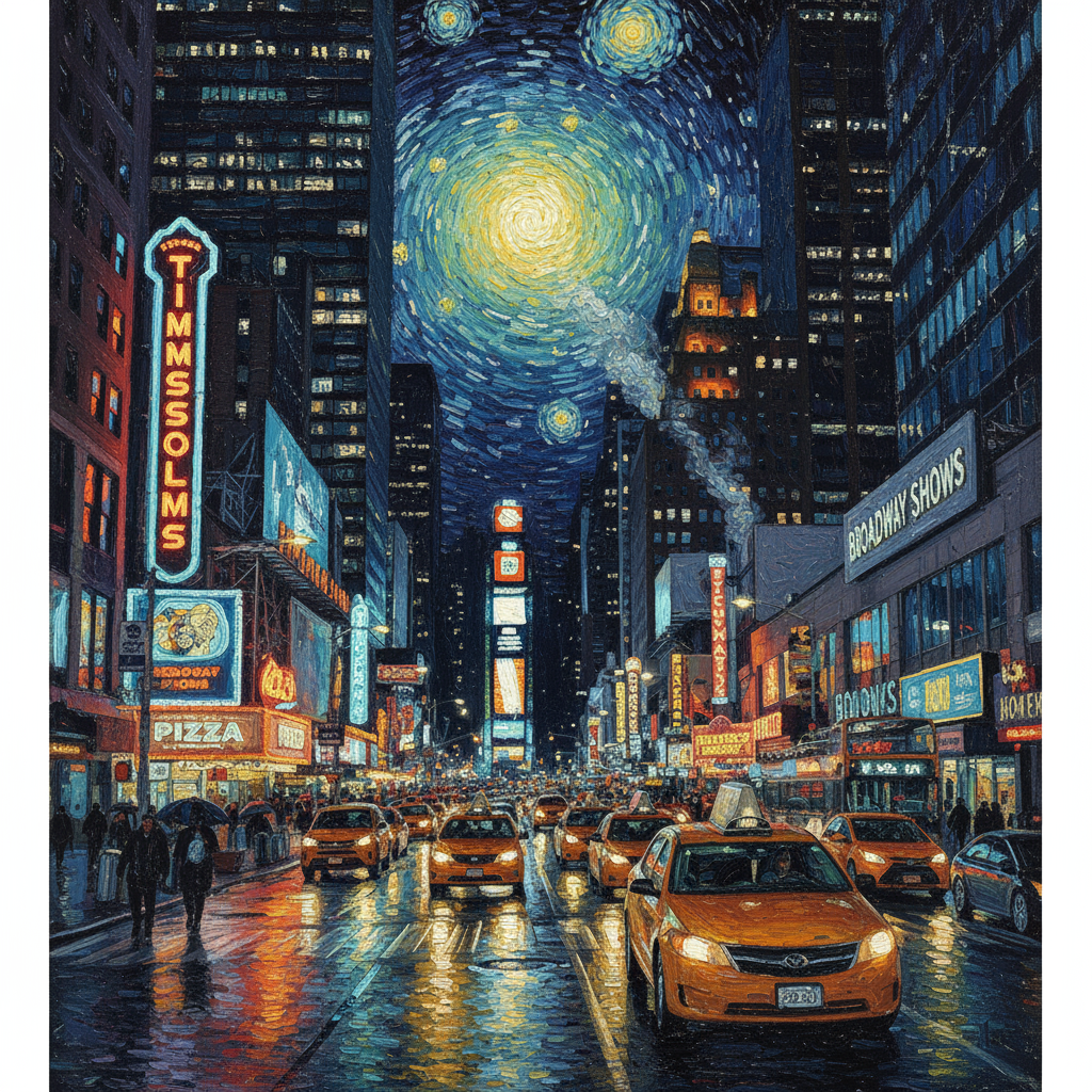 Transform the provided photograph of a modern city street at night...