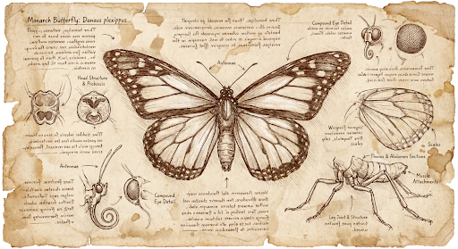 Wygenerowany przez AI szkic anatomiczny monarszki księżnej w stylu Da Vinci.