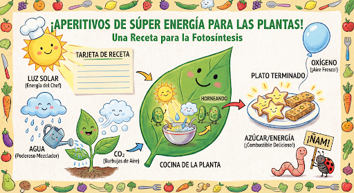 Infografía generada por IA sobre la fotosíntesis en español
