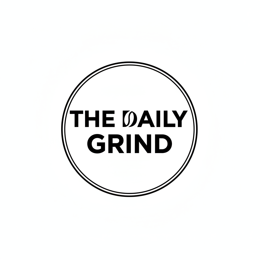 为一家名为“The Daily Grind”的咖啡店设计一个现代简约的徽标…