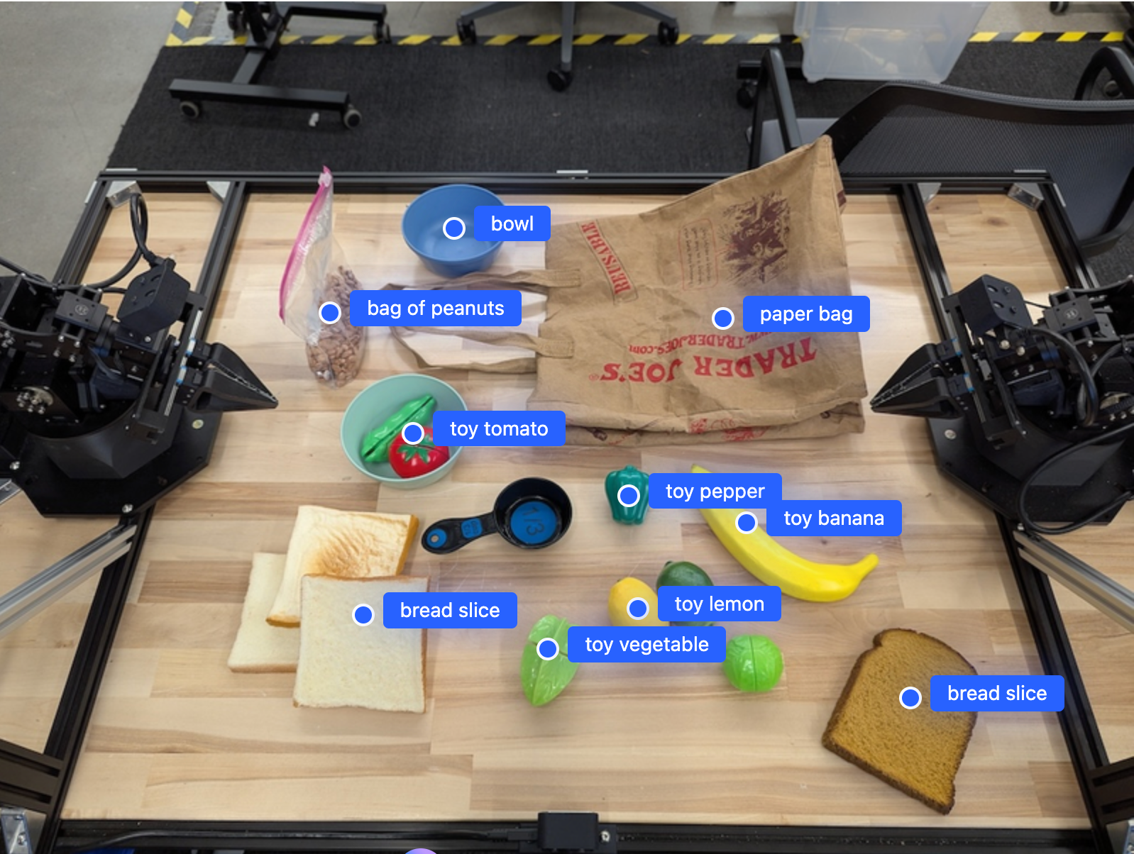 Przykład wyświetlający punkty obiektów na obrazie