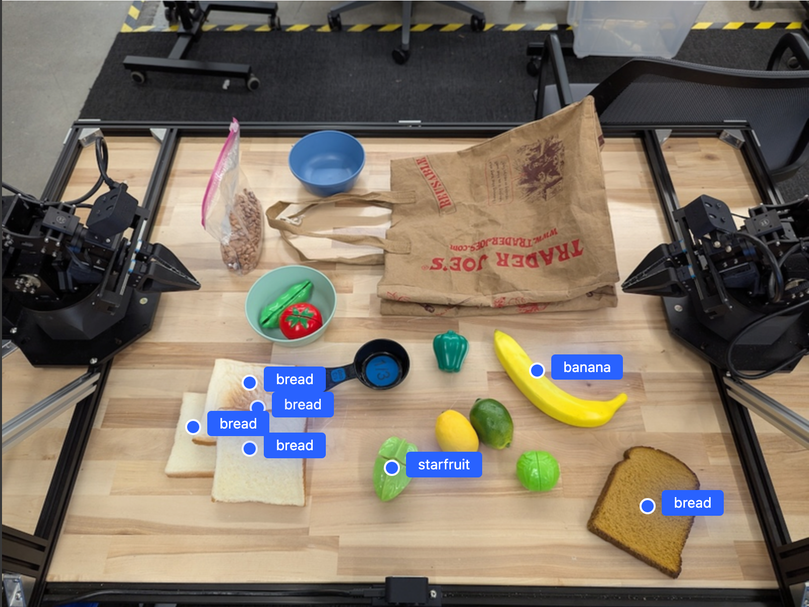 An example that displays the points of objects identified in an image