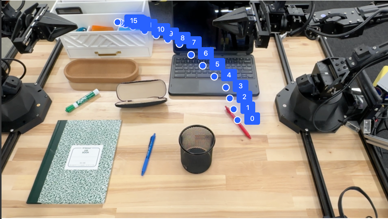 Un esempio che mostra la traiettoria pianificata