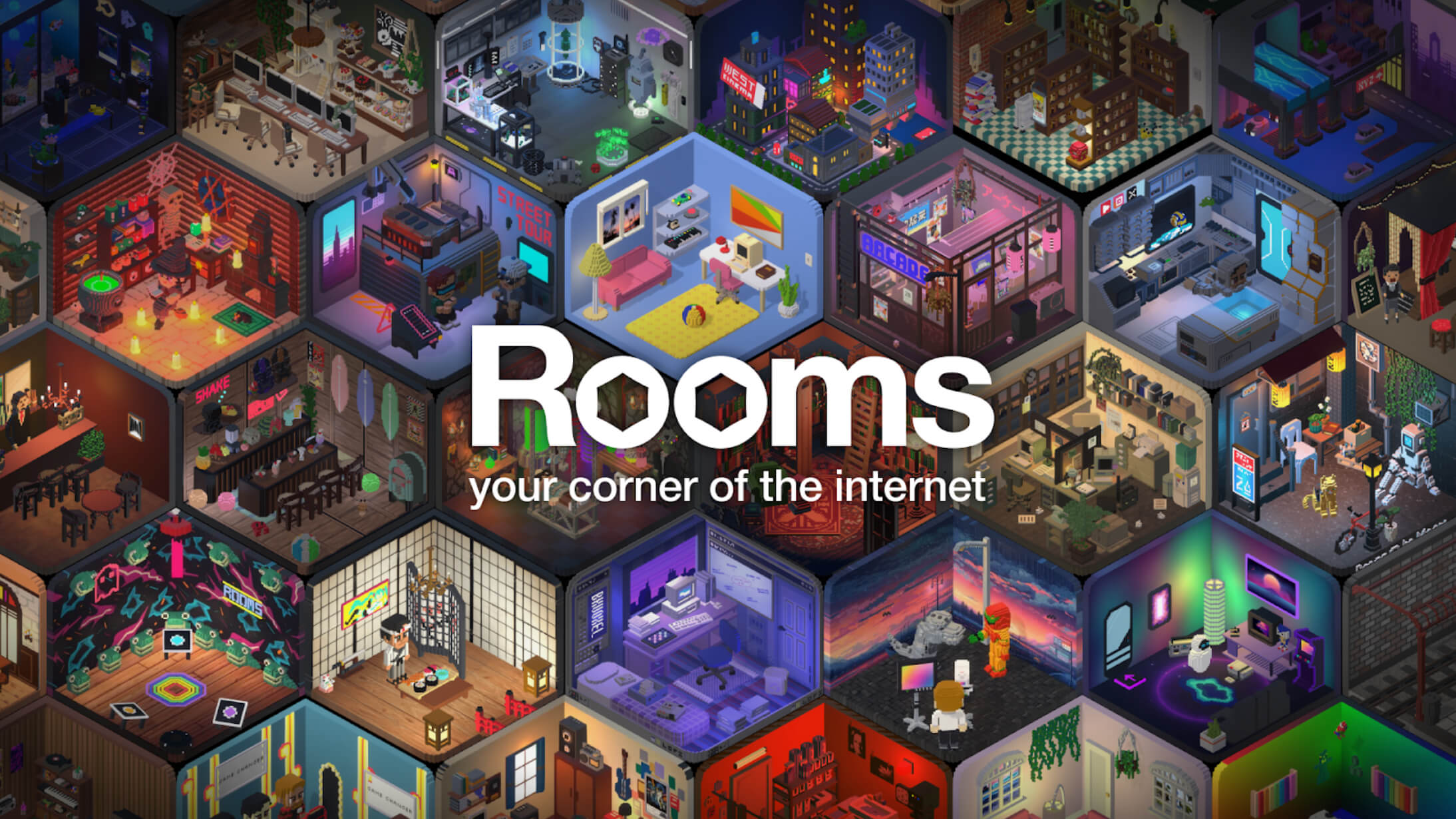 Bild mit mehreren Raumgrafiken in einer Wabenansicht